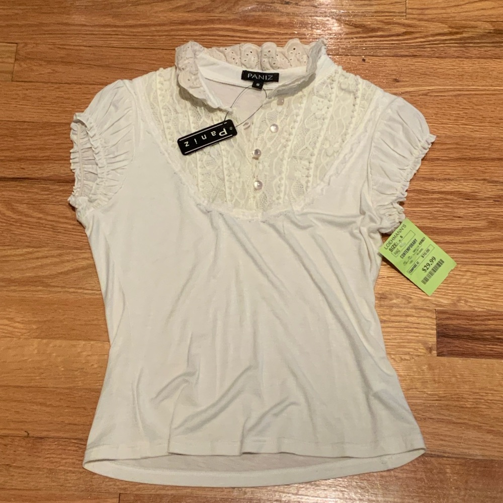 Paniz Cream Lace Accent Blouse